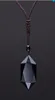 Mannen gesneden natuursteen zwarte obsidiaan hanger ketting sieraden gepolijste ster van David Pendant Drop 239S2070013