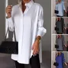 Blouses des femmes Slit Split Midgle Top Top Women Fit Fit Shirt Elegant Abel Long Manche pour les vêtements de travail de couleur unie