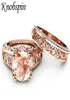Elegancki pierścionek cyrkon biżuteria Wyjątkowa różowa złoto kolor szampana klejnot zaręczynowy