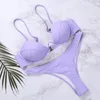 Swimwear pour femmes Yiiciovy Sexy Push Up Bikini Sets Couleur solide Low Cute Ladies Beach Swimsuits en V-col