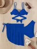 Women's Swimwear Sexy Halter Bikini Women Female Swimsuit 3 PCS With Skirt Padded Set Bather Bathing Suit Swim Lady