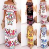 Meksykański tradycyjny etniczny meksykański Cinco de Mayo Summer Floral Print Off Ramię Kobiet Meksykańska sukienka 240429