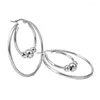 Brincos de argola anéis de orelha exclusivos com brilho e elegantes círculos duplos manguito