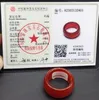 Küme halkaları sertifikalı Çin doğal kırmızı akik el oyma insan yüzüğü iç 19.80mm