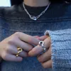 Cluster anneaux mode minimaliste personnalisé conception créative exclamation interroge ouverte anneau pour les femmes bijoux de signe de lettre de lettre métallique