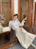 Robes de travail de style chinois industrie lourde Jacquard Gold Silk Horse Face Jirts Suit élégants Shirts blancs minces