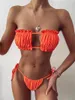 Swimwear femminile sexy Women Folds Bikini Baming Bandeau Mujer Micro Swimsuit Drop