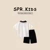 Kleidung Sets Sommer kleine Kinder Jungen 2pcs Kleidung Set Cartoon gedruckt Polo -Hemden Solid Lose Arts Baby Anzug Freizeitkind