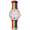 Wristwatches Casual for Women Rainbow Band ES 간단한 클래식 레이디스 쿼츠 손목 시계 선물 Relojes de Mujer D240430