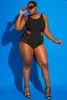 Women's Swimwear Plus Size Swimsuit Push Up Women Bandage Bathing Suits Strappy Swimsuits Large Monokini Badpak Female 2024 Fatkini