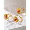 Cluster Ringe Yachan Luxus rosa Naturstein Edelstahl für Frauen Geometrische Herzblume Charming Chic Schmuck