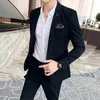 JAADSPAN BUITEN MODES HENS PURE KLEUR Vrijvlader Pakken Grijs blauw Black Slim Fit Men Business Banquet Set Set Plus Size 6XL 7XL 240430