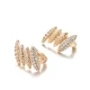 Boucles d'oreilles en peluche gulkins anglais géométrique unique pour les femmes 585 Rose Gold Couleur Réglage blanc naturel zircon fin bijoux