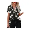 Damesblouses dames shirt ademende bloemenprint stijlvolle v-neck voor zomer kantoor slijtage los fit short short short