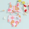 Roupas conjuntos de roupas infantil meninas garotas de banho de verão impressão floral nó tanque frontal tops shorts de banho de banho de banho 2 pedaços de maiô de banheira praia
