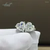 Orecchini per borchie inbeaut 925 argento totale 2- 4 ct Eccellente taglio Pass Test Diamond Heart D Colore Moissanite per donne gioielli fini