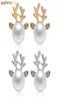 high quality reindeer pearl christmas earrings for kids women rhinestone inlay lovely stud earrings christmas jewelry gift8136918