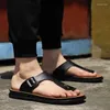 Hausschuhe Leder Männer Flip Flops Sommer 2024 Outdoor Klassische Gummi -Römische Sandalen Wating Trekking Sneaker große Größe 47