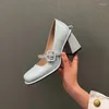 Casual schoenen Koreaanse versie zorgvuldige machine bowknot single square teen mary jane veer ondiepe patent lederen hoge hakken