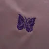 Herrenjacken Nadeln Schmetterling Stickerei Baumwolljacke Gurtbur Streifen Streifenkragen Reißverschluss Männer Frauen übergroß 1: 1 rosa Mantel lang