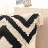 Pillow Black Brown Orange Cover With Tassels Embroidery Home Decoration Sofa Pillowcase Sham 45x45cm