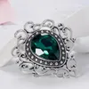 Brooches 2 Pcs Rhinestones Green Brooch Pin Zinc Alloy Clothes Decoration