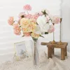 Dekorative Blumen 5 Köpfe künstliche Pfingstrose Seidenbraut Bouquet gefälschte Blumenzweige Home Hochzeitsfeier DIY Decor Supplies Handwerkstisch Arrangieren