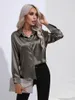 Women's Blouses Office Lady Solid Color Shirt For Women Multicolor Satin Imitation Silk Lange mouwen Spring Summer Clothing