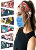Mask Button pannbandshållare Casual Mouth Mask Ear Stretch Hairband med knappar Blommor Tryckta stickor Pannband Sports Head Band Y6032585