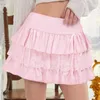 Jupes Sweet rose gâteau d'été mini jupe Tierred en dentelle Trim plis coréens Fashion Girls Y2k Coquette vêtements kawaii