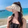Breda randen hattar koreansk version av tom topp silke andas hatt kvinnors sommar uv solen stor överhäng visir
