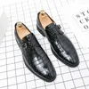 Повседневная обувь бренд мужчина формальная одежда для ботинок черная кожаная кружев