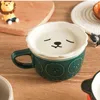 Kupalar Japon tarzı seramik karikatür hayvan hayvan kupa sevimli ev kahvaltı fincan ofis kahve kapak çift su