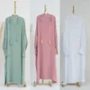 Vêtements ethniques Femmes Muslim Robe Arab Islamic Abayas Fashion Cabinage Tassel Kaftan Dubai Robe lâche décontractée Couleur Plaine Burqas