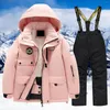 Одежда поставлена подростка одежда для девочек осень детский лыжный костюм флисовый мульти карман и брюки зимний сноуборд Виндброф теплый снег