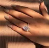 Cluster ringen Hoyon 2024 Fashion 14K White Gold Color Dames Wedding Diamond Ring Grote ovale zirkoon sieraden