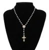 Collier de perles de chapelet catholique Déclaration de bijoux religieux Gold Lin Chaîne multicouche Collier Vintage5080330 Vintage5080330