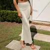 Jupes femmes hautes jupe de taille élégante satin de soie en queue de poisson styles en ligne de ligne de bureau