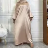 Vêtements ethniques Robe musulmane de dinde Hijab Femmes Abaya Pocket Simple Middle East Fashion Femme Satin Satin à manches longues Loose