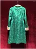 Casual Dresses European And American Women's Clothes 2024 Spring Beaded Lapel Buttons Long Sleeve Green Jacquard Fashion Dress