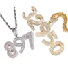Nytt modepersonligt 18K Gold Bling Cubic Zirconia Digital Numbers Pendant Necklace Custom Sport Number DIY Jewelry for Men W1721463