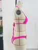 Swimwear Women's Rose Red Rhinestone 2 pièces Swimsuit pour femmes Bandage de bikini de couleur solide