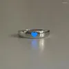Clusterringe leuchtende Liebe Herzfinger Ring leuchten dunkle modische verstellbare Paare Silber Farbe Pink Blue Juwely Liebhaber Geschenk