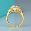 Gecertificeerde 10ct Emerald Cut Ring Gold Big Diamond Wedding Sieraden voor vrouwen waterdichte verloving bruid cadeau in 240424