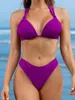 Damen Badebekleidung 2024 Solid zweiteiliger Bikini Rückenkreuz weiblicher Badeanzug Frauen Badebad baden Schwimmanzug Strandbekleidung Sommer