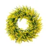 Fleurs décoratives 13,7 pouces Eucalyptus jaune artificiel Feuilles couronnes printemps d'été à la main réaliste pour décoration de porte de la maison polyvalente