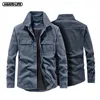 Herren lässige Hemden Jean Jackets Frühling Herbst Denim Feste Farbe langärmeliger Hemd Männer locker gewaschener Strickjacken Sport übernommen übernommen