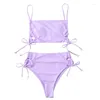 Damskie stroje kąpielowe Kobiety strój kąpielowy liliak fioletowy seksowne bikini bikini z wysokiej talii