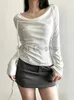 Frauen T-Shirts 2024 Einfach schlank Vintage elegantes T-Shirt Y2K Verband Streetwear Solid Tee weibliche Korea Fashion Casual Chic Tops