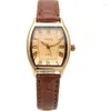 Wristwatches Vintage Pointer Women's Watches Quartz Watch Minimalist Roman Numeral Dial Wristwatch With Leather Watchband For Women Reloj
